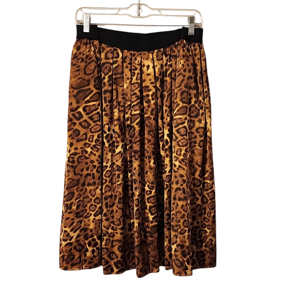 Ruby Rd. Leopard Print Pleated A-Line Skirt | Size 18W